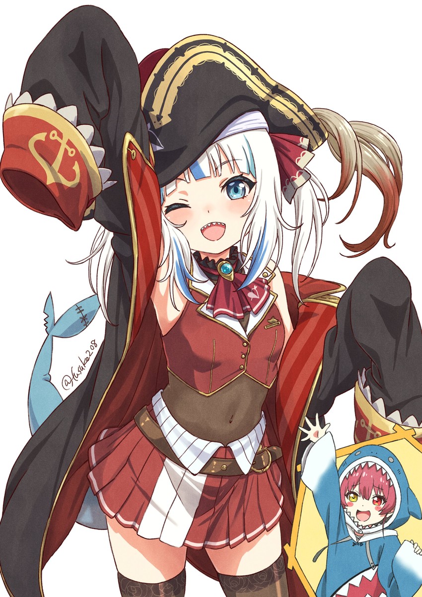 houshou marine and gawr gura (hololive and 1 more) drawn by fuusuke_(fusuke208)