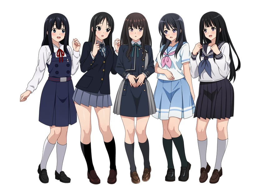 akiyama mio, inoue takina, chitanda eru, kousaka reina, and kitashirakawa tamako (k-on! and 4 more) drawn by vodka13