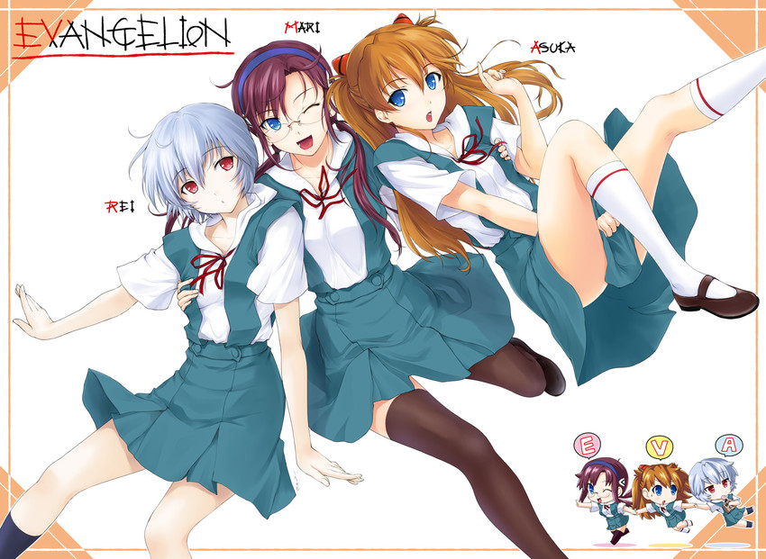 souryuu asuka langley, ayanami rei, and makinami mari illustrious (neon genesis evangelion and 1 more) drawn by tsuchinoto