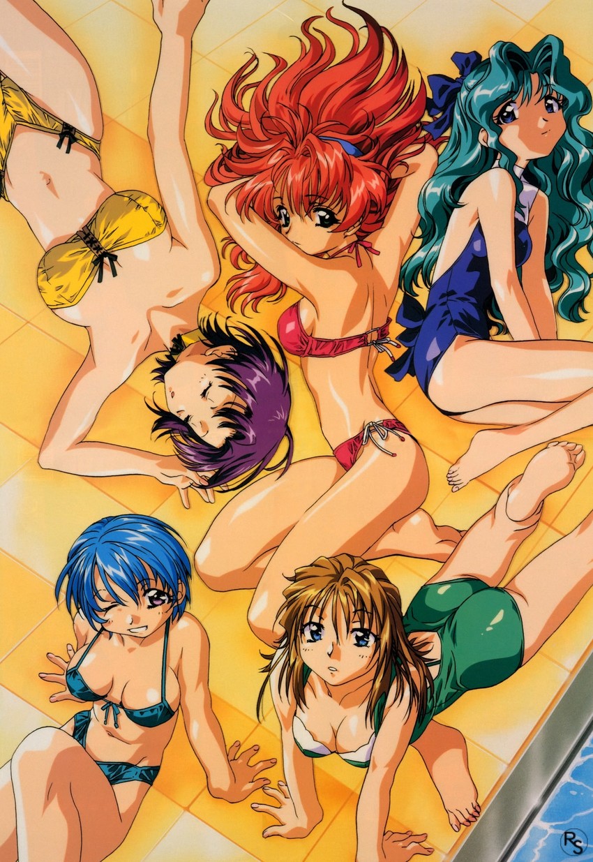mizuno makoto, hirose mariko, sakurai akane, takahashi kanako, and fujiwara yukie (green)