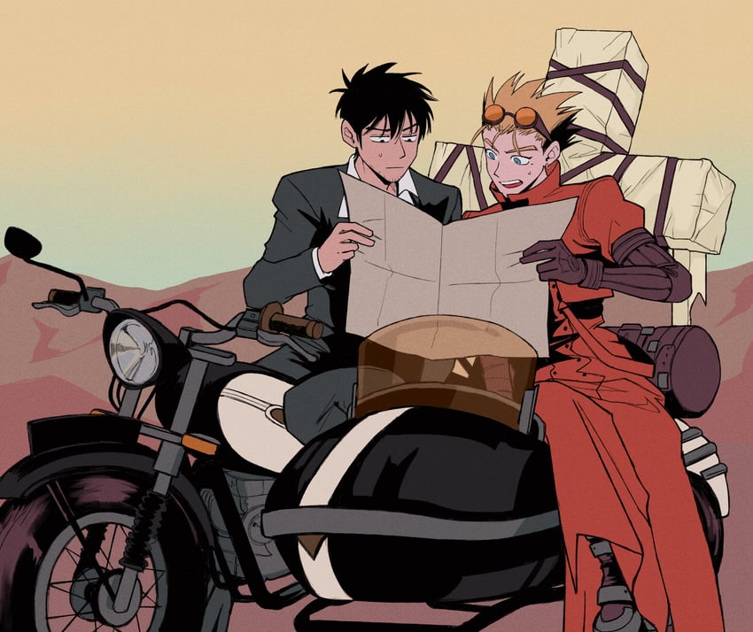vash the stampede and nicholas d. wolfwood (trigun and 1 more) drawn by florbetriz