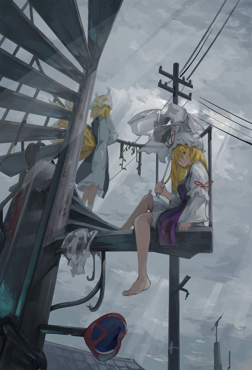 yakumo yukari and yakumo ran (touhou) drawn by sashimi_oniku