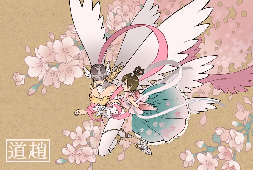 angewomon and yagami hikari (digimon and 1 more) drawn by roseepdl2