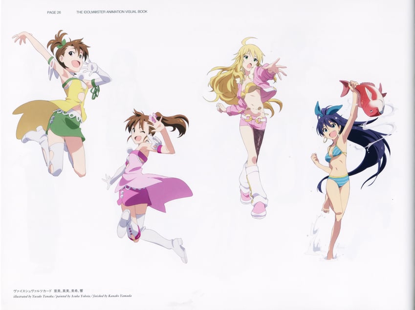 hoshii miki, ganaha hibiki, futami mami, and futami ami (idolmaster) drawn by tanaka_yuusuke