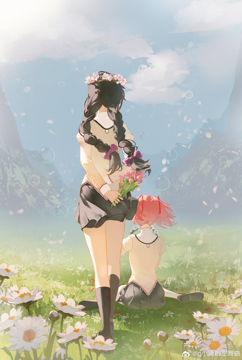 akemi homura and kaname madoka (mahou shoujo madoka magica) drawn by chaconne