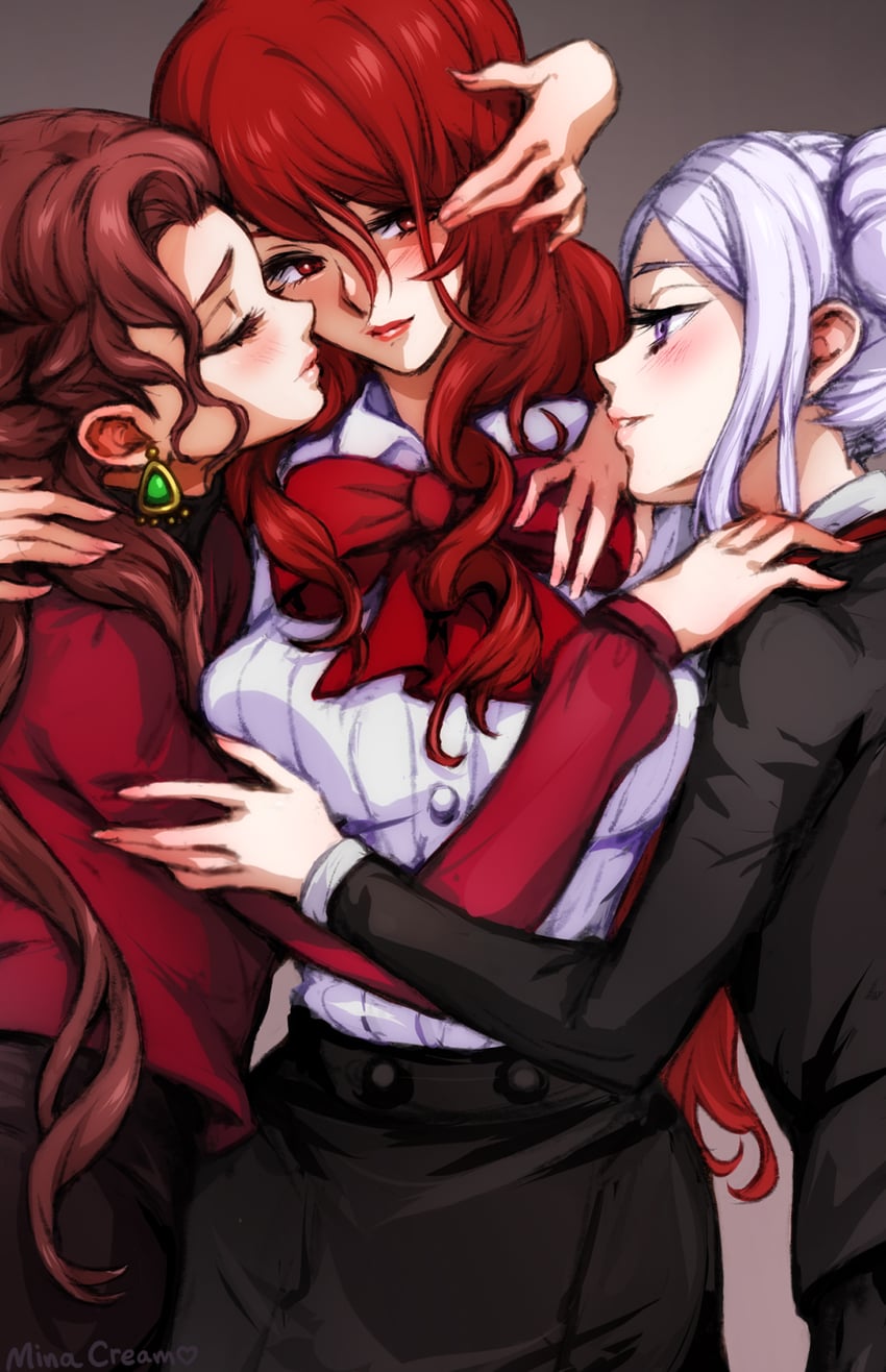 edelgard von hresvelg, kirijou mitsuru, dorothea arnault, allegra clark, and tara platt (fire emblem and 5 more) drawn by mina_cream