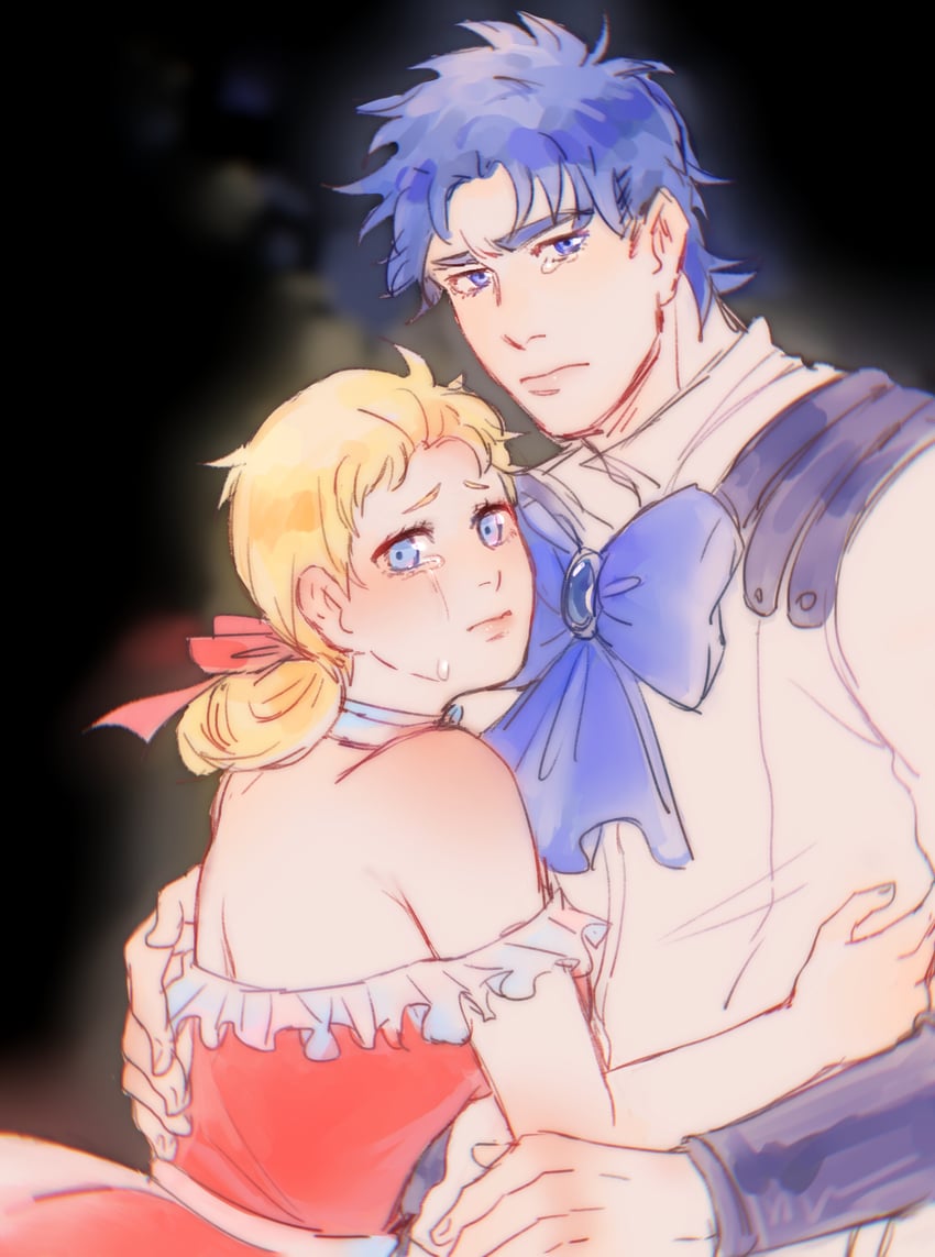 jonathan joestar and erina pendleton (jojo no kimyou na bouken and 1 more) drawn by yanglao_paopaoren