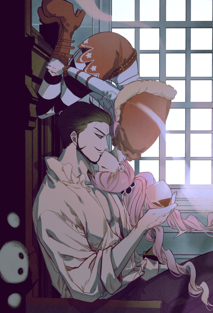 perona and dracule mihawk (one piece) drawn by jujubing_h