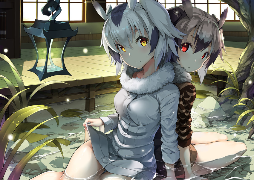 northern white-faced owl and eurasian eagle owl (kemono friends) drawn by zelitto