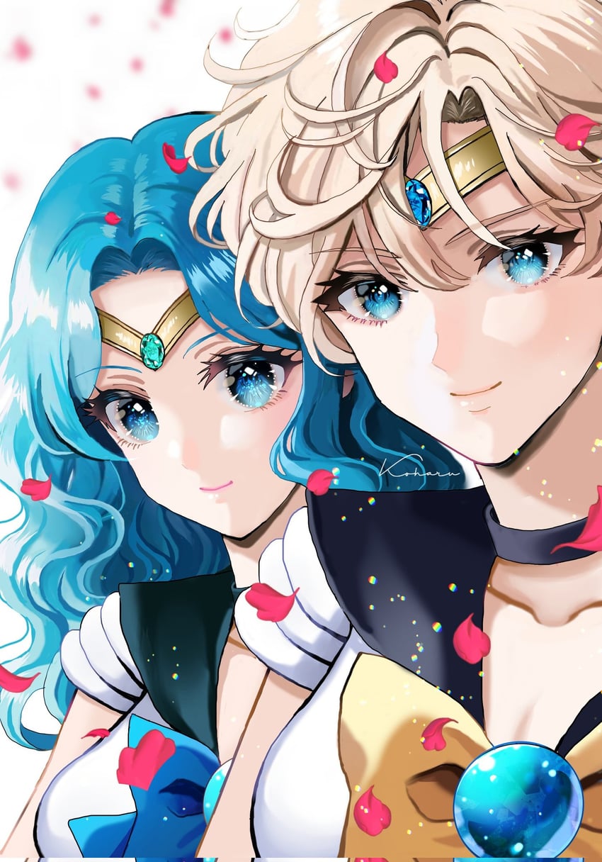 ten'ou haruka, kaiou michiru, sailor uranus, and sailor neptune (bishoujo senshi sailor moon) drawn by koharumichi