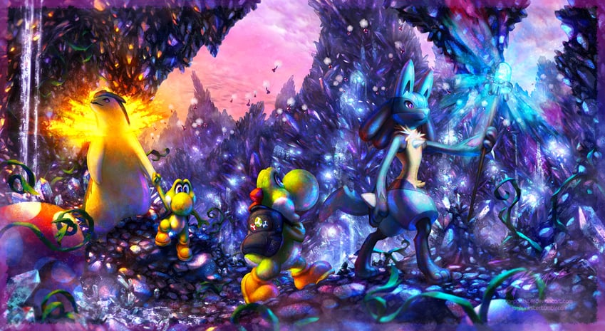 lucario, yoshi, and typhlosion (pokemon and 1 more) drawn by ja-punkster
