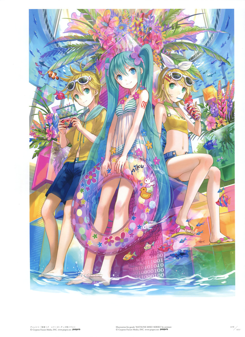 hatsune miku, kagamine rin, and kagamine len (vocaloid) drawn by fuzichoco