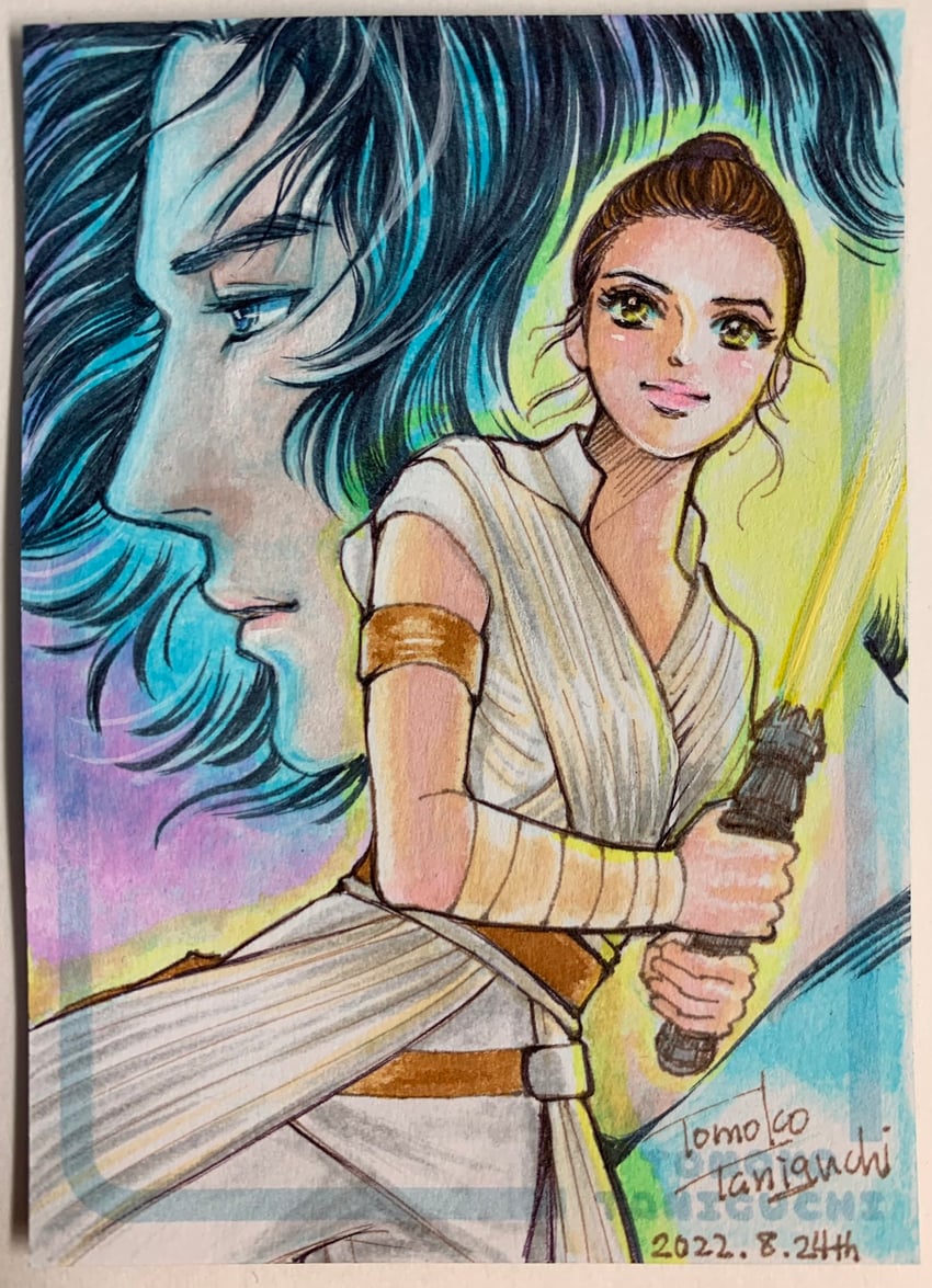 reyna and kylo ren (star wars) drawn by tomoko_taniguchi
