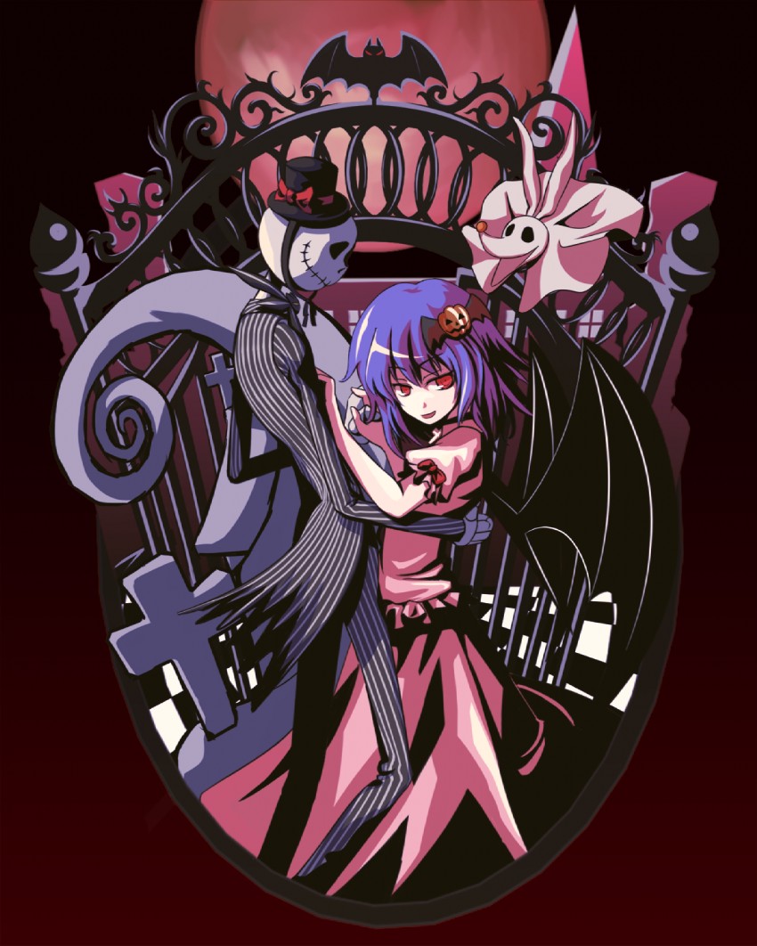 remilia scarlet, jack skellington, and zero (touhou and 1 more) drawn by tori_rui