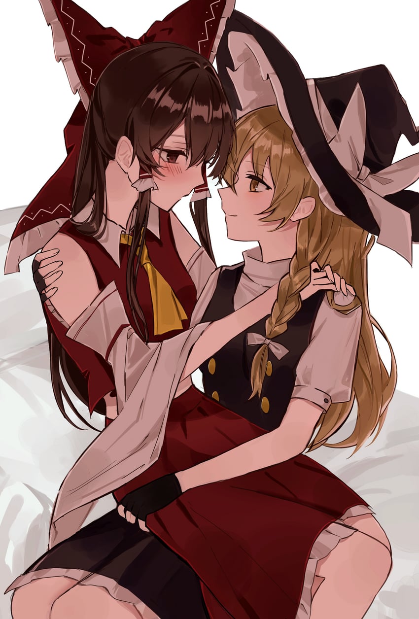 hakurei reimu and kirisame marisa (touhou) drawn by hanaya_(fleur)