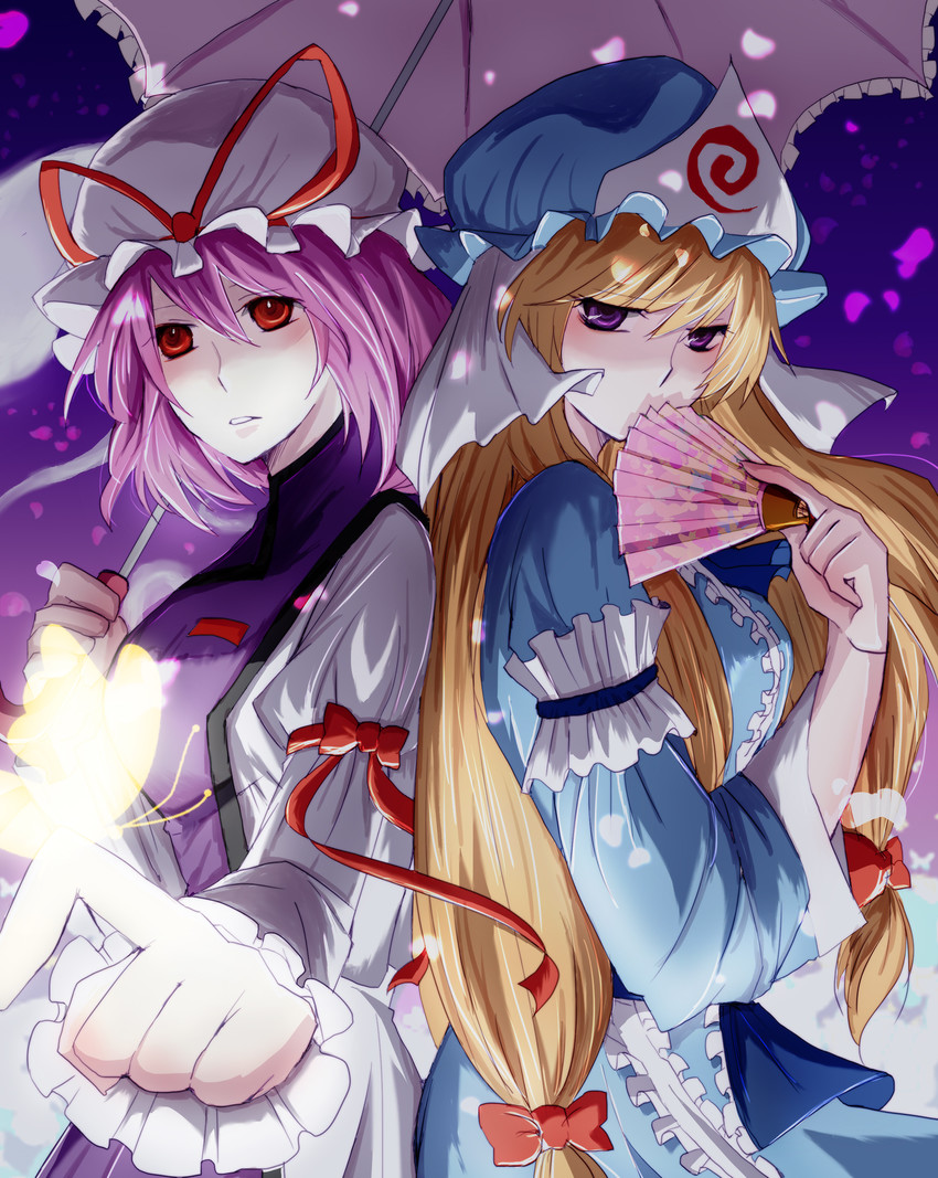 yakumo yukari and saigyouji yuyuko (touhou) drawn by enpitsu_(enpitsu_4b)