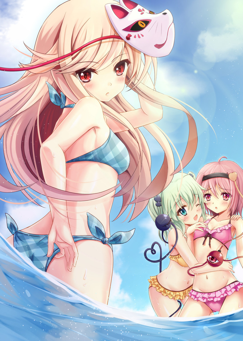komeiji koishi, komeiji satori, and hata no kokoro (touhou) drawn by guhua67