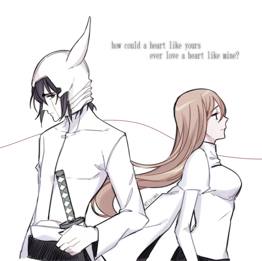 inoue orihime and ulquiorra cifer (bleach) drawn by tiroma