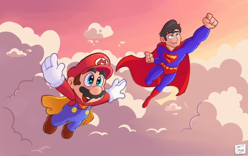 mario, superman, and cape mario (mario and 3 more) drawn by juanc_h00
