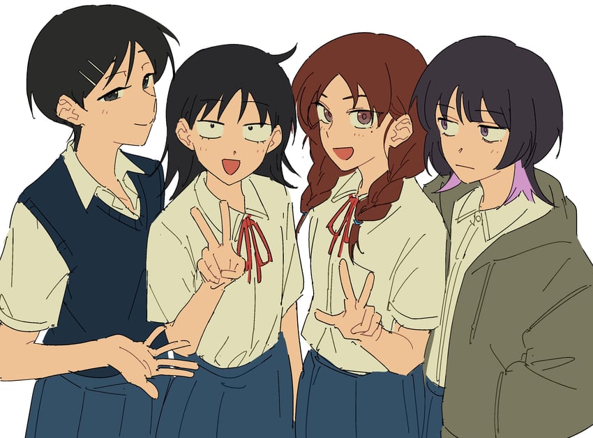 hatono chihiro, kouyama rin, fujii ayame, and uchida momo (futsuu no keion-bu) drawn by matarasu_(aaaaaaaaj)