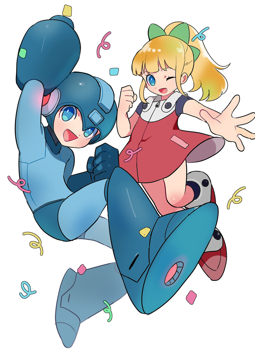 roll and mega man (mega man and 1 more) drawn by m.k.o