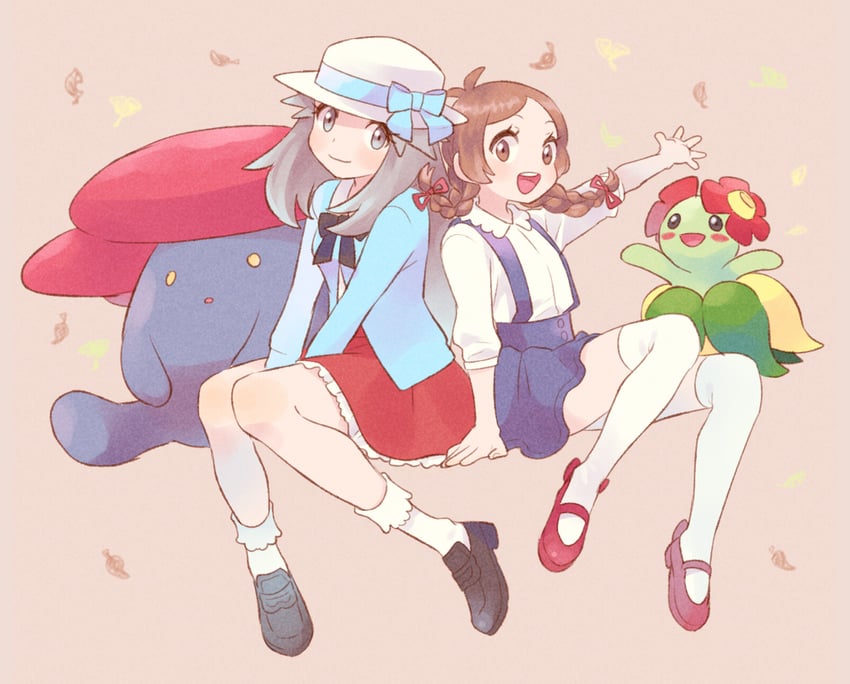 leaf, lyra, vileplume, and bellossom (pokemon and 2 more) drawn by pumpkinpan