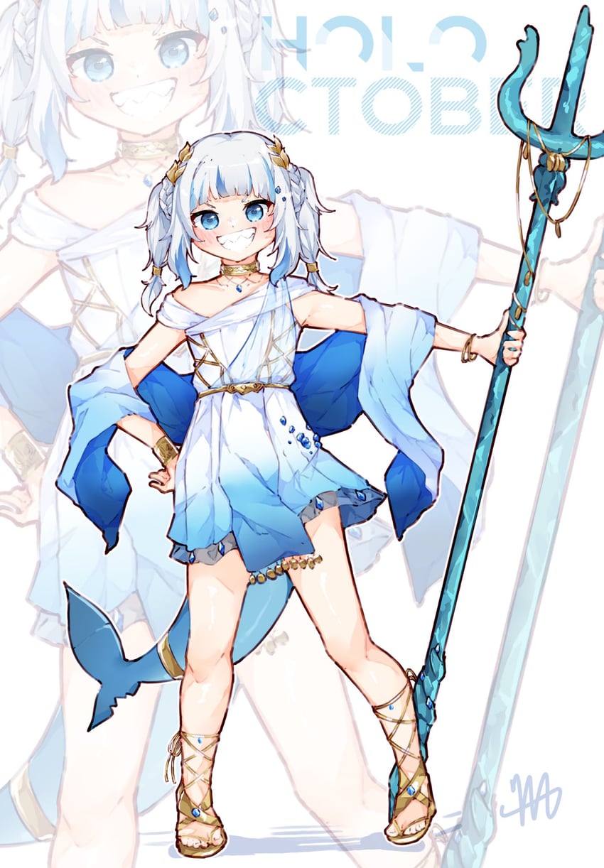 gawr gura (hololive and 1 more) drawn by ma_draws