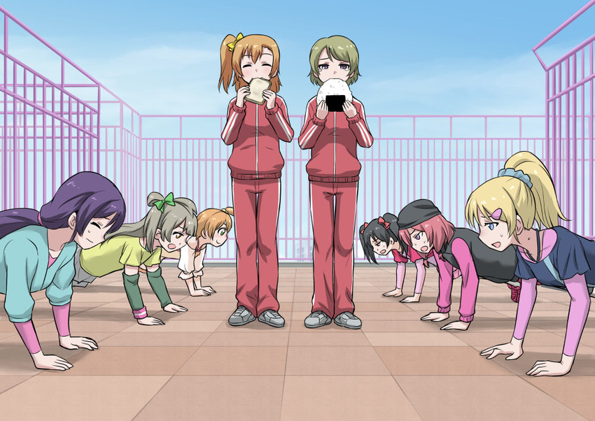 nishikino maki, tojo nozomi, yazawa nico, ayase eli, minami kotori, and 3 more (love live! and 2 more) drawn by gachon_jirou