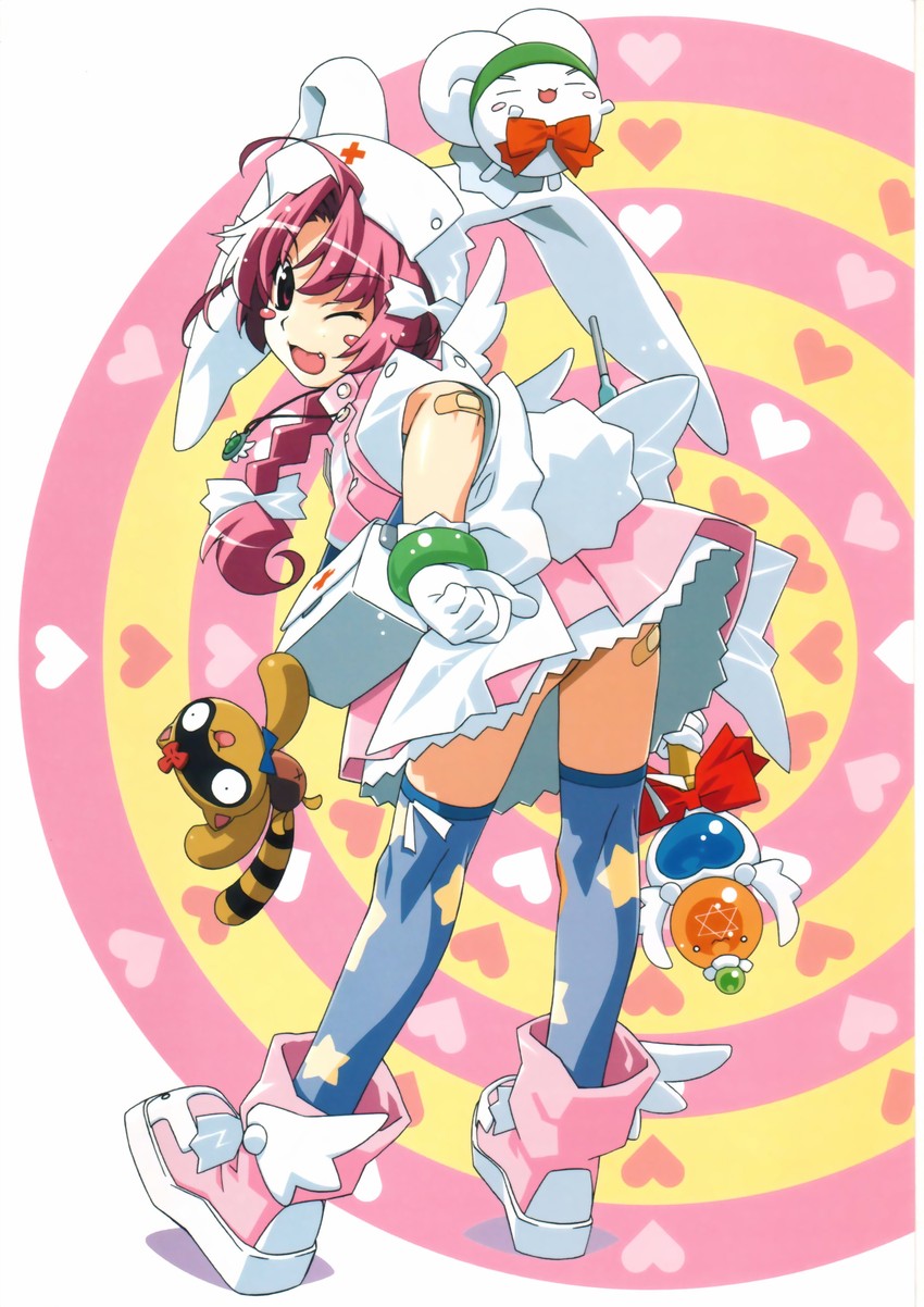 nakahara komugi, mugimaru, and posokichi (nurse witch komugi-chan) drawn by watanabe_akio