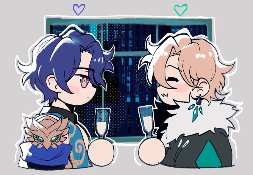 aventurine and dr. ratio (honkai and 1 more) drawn by myotaron