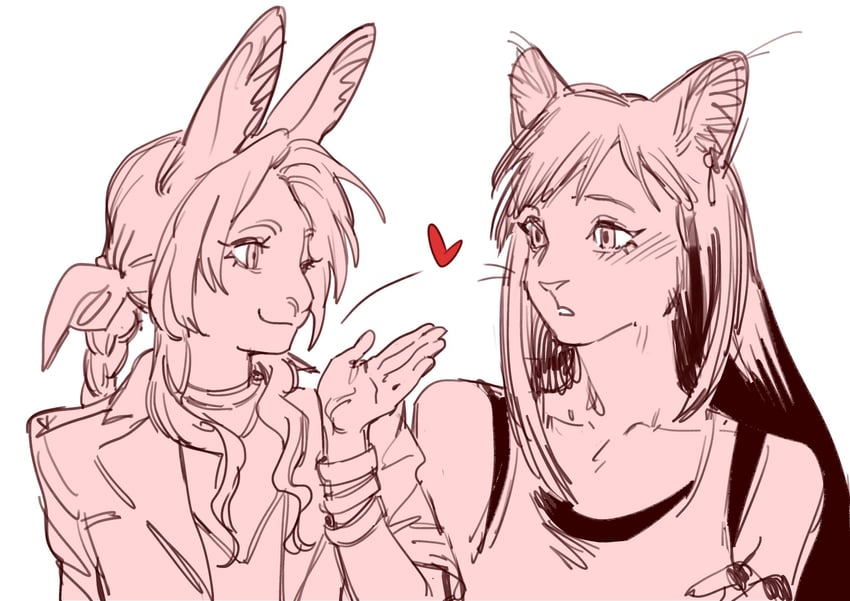 tifa lockhart and aerith gainsborough (final fantasy and 2 more) drawn by mochimicho97