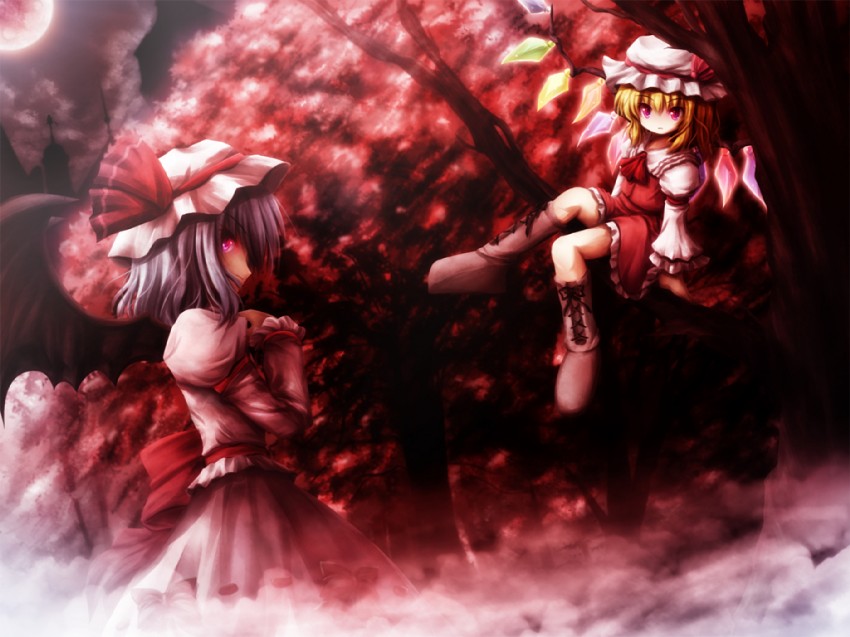 remilia scarlet and flandre scarlet (touhou) drawn by akashio_(loli_ace)