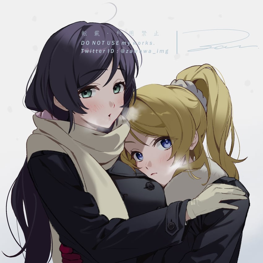 tojo nozomi and ayase eli (love live! and 1 more) drawn by zawawa_(satoukibi1108)