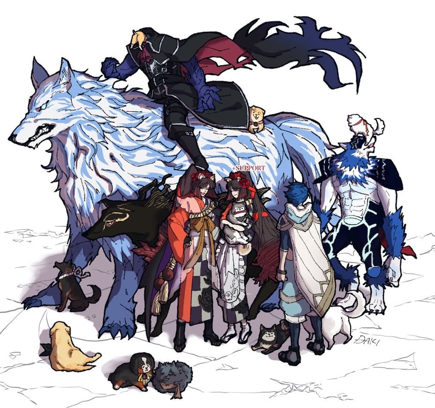 cu chulainn, setanta, lobo, hessian, kyokutei bakin, and 10 more (fate and 1 more) drawn by syuugou_11
