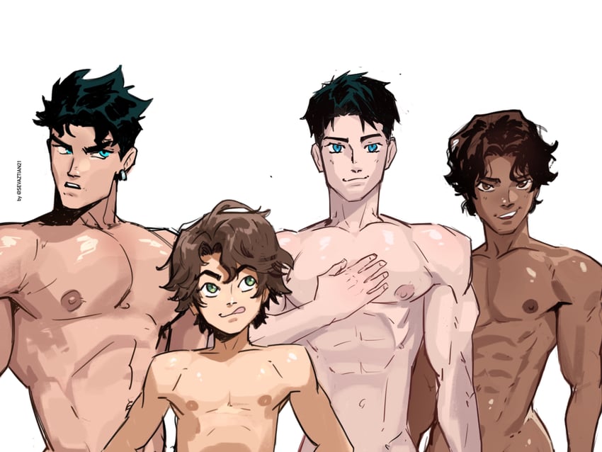 tim drake, conner kent, bart allen, and jaime reyes (dc comics and 1 more) drawn by sevaztian21