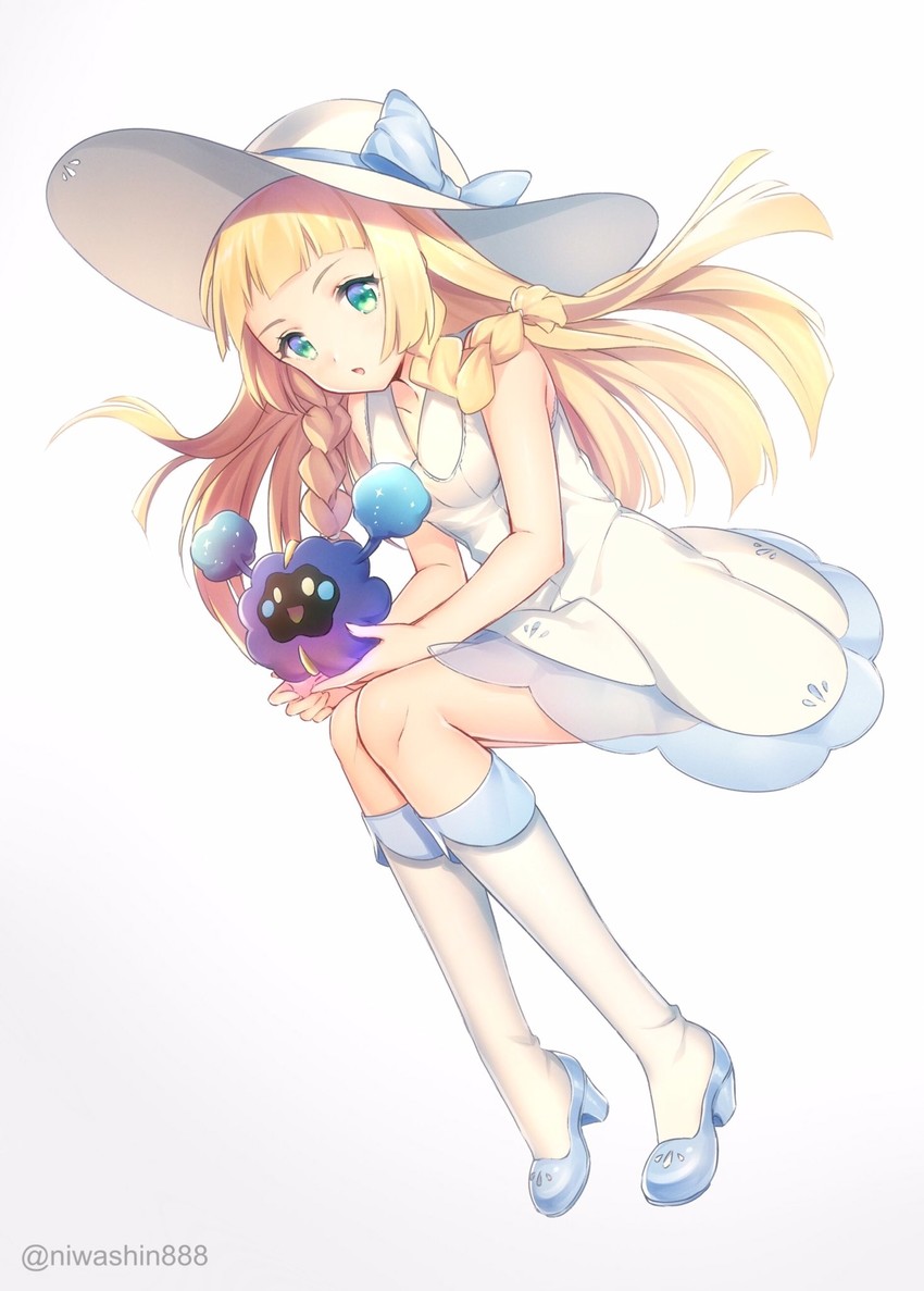 lillie and cosmog (pokemon and 1 more) drawn by niwashi_(yuyu)
