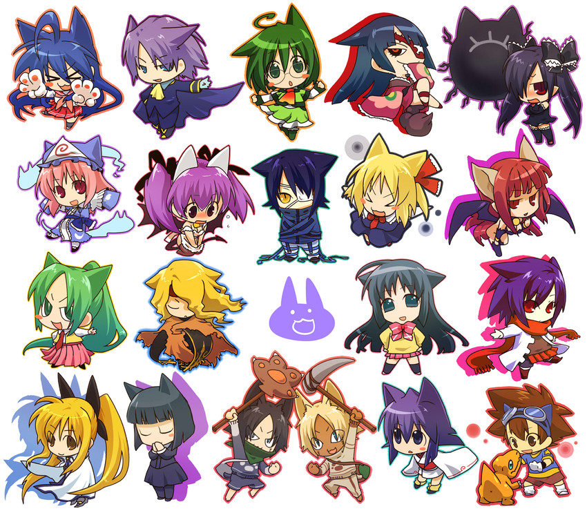 saigyouji yuyuko, rumia, fate testarossa, izumi konata, sonozaki mion, and 11 more (original and 16 more) drawn by hitec