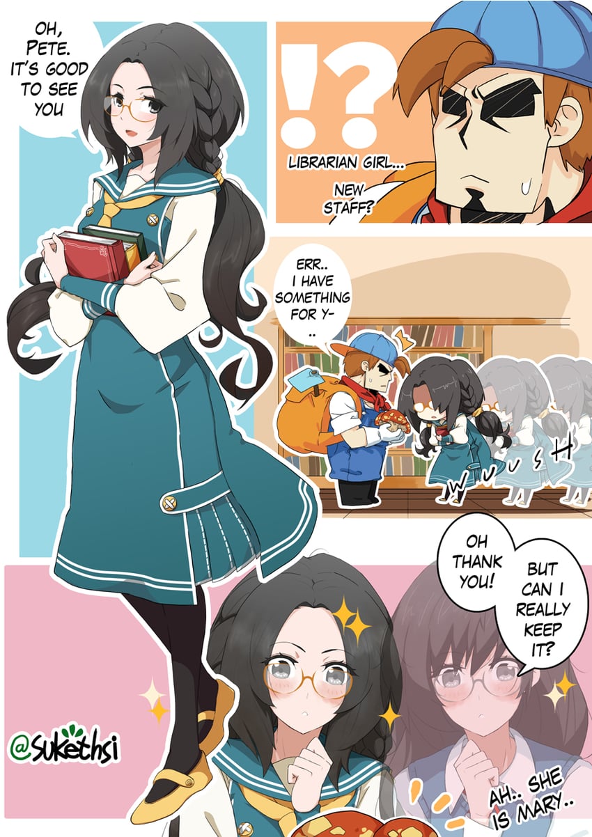 pete, maria, and marie (bokujou monogatari and 3 more) drawn by komikuse