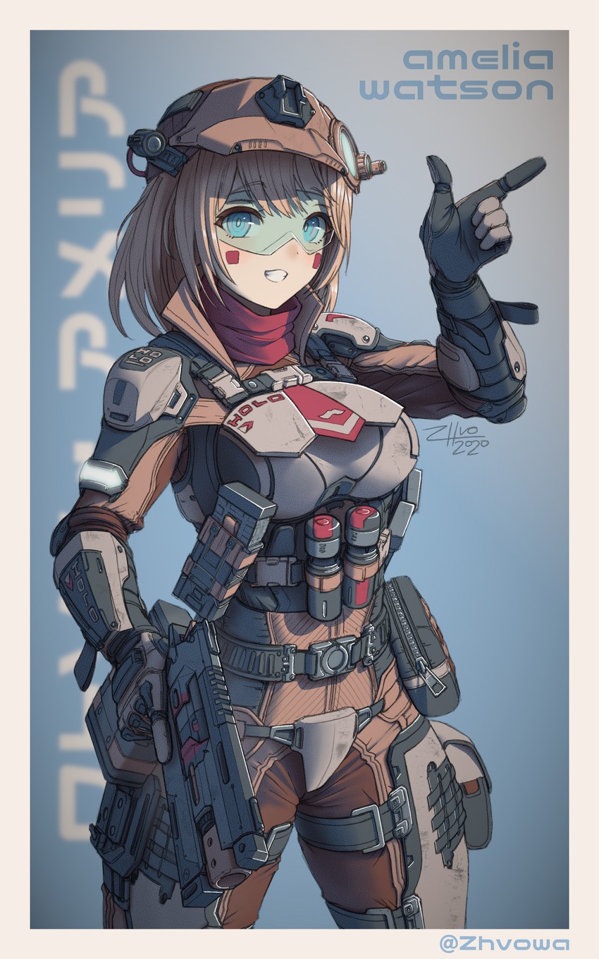 watson amelia, pilot, and grapple pilot (hololive and 2 more) drawn by zhvo