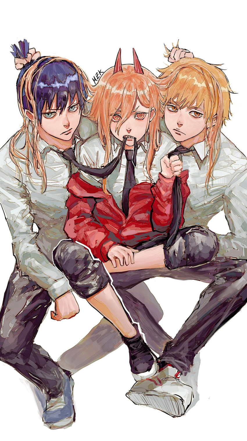 power, denji, and hayakawa aki (chainsaw man) drawn by zemzk