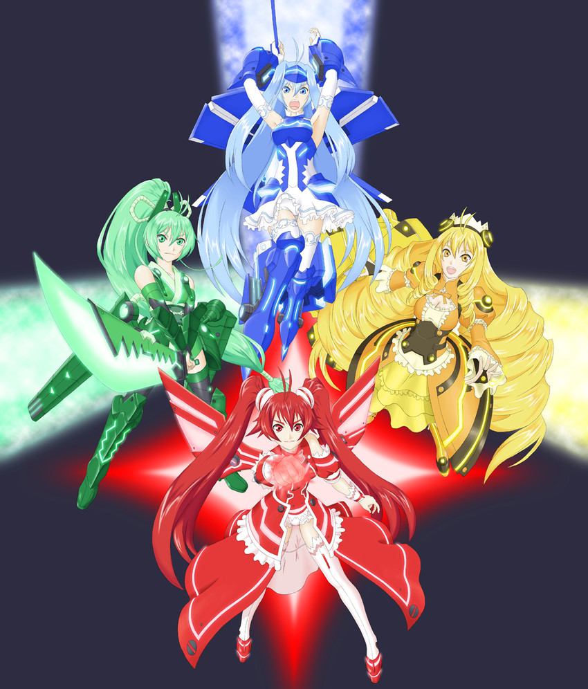 vividblue, vividyellow, vividgreen, and vividred (vividred operation) drawn by fumirl