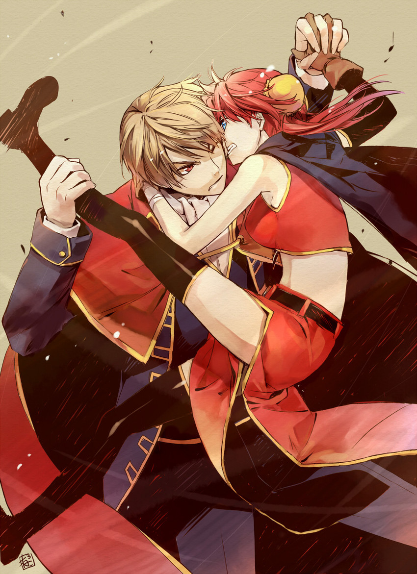 kagura and okita sougo (gintama) drawn by neko3