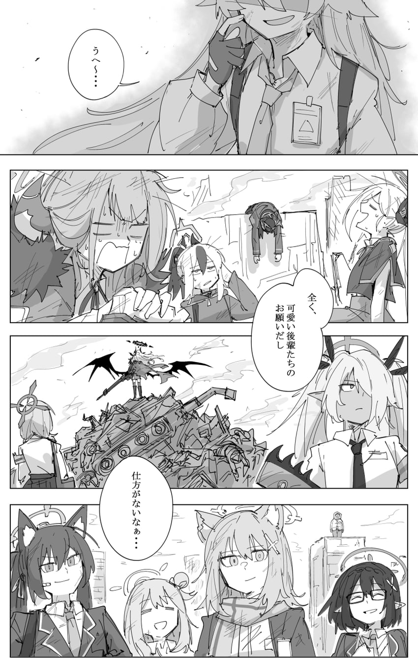 sensei, doodle sensei, hina, shiroko, hoshino, and 9 more (blue archive) drawn by kankan33333