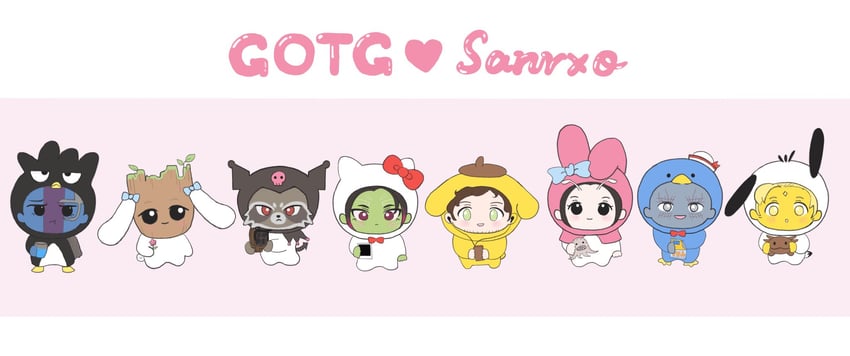 cinnamoroll, hello kitty, my melody, kuromi, pompompurin, and 12 more (marvel and 7 more) drawn by samechan_0123