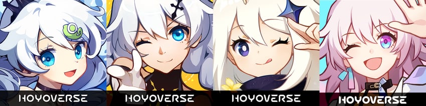 paimon, kiana kaslana, and march 7th (genshin impact and 5 more)