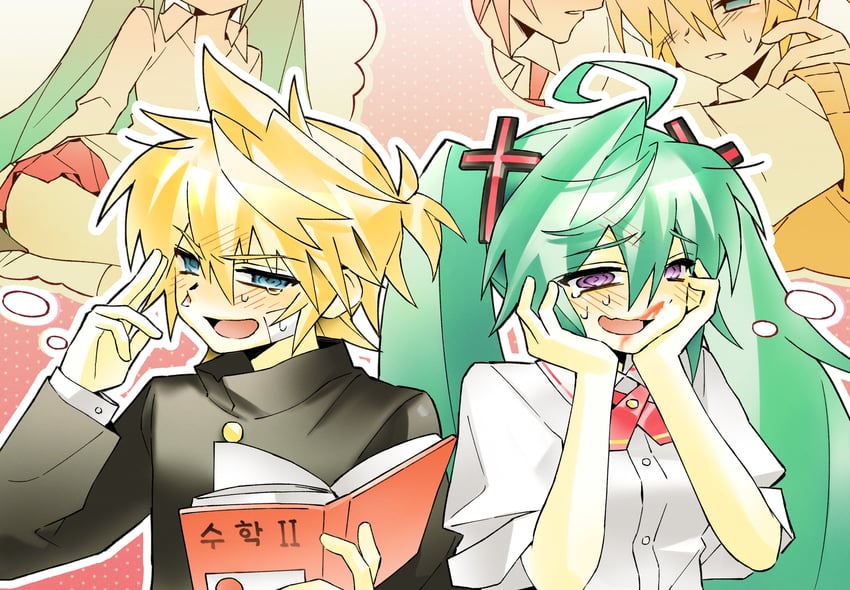 hatsune miku, kagamine len, vy2, and 66 (vocaloid and 2 more) drawn by hynn0x_x