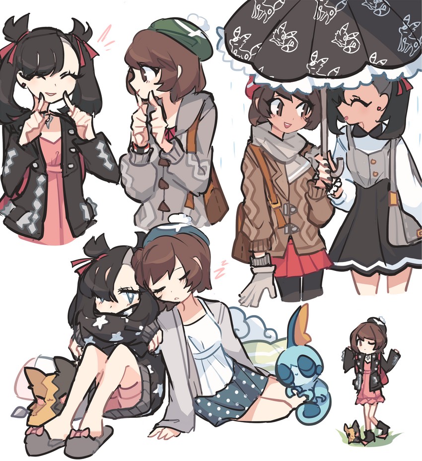 marnie, gloria, morpeko, and sobble (pokemon and 1 more) drawn by charamells
