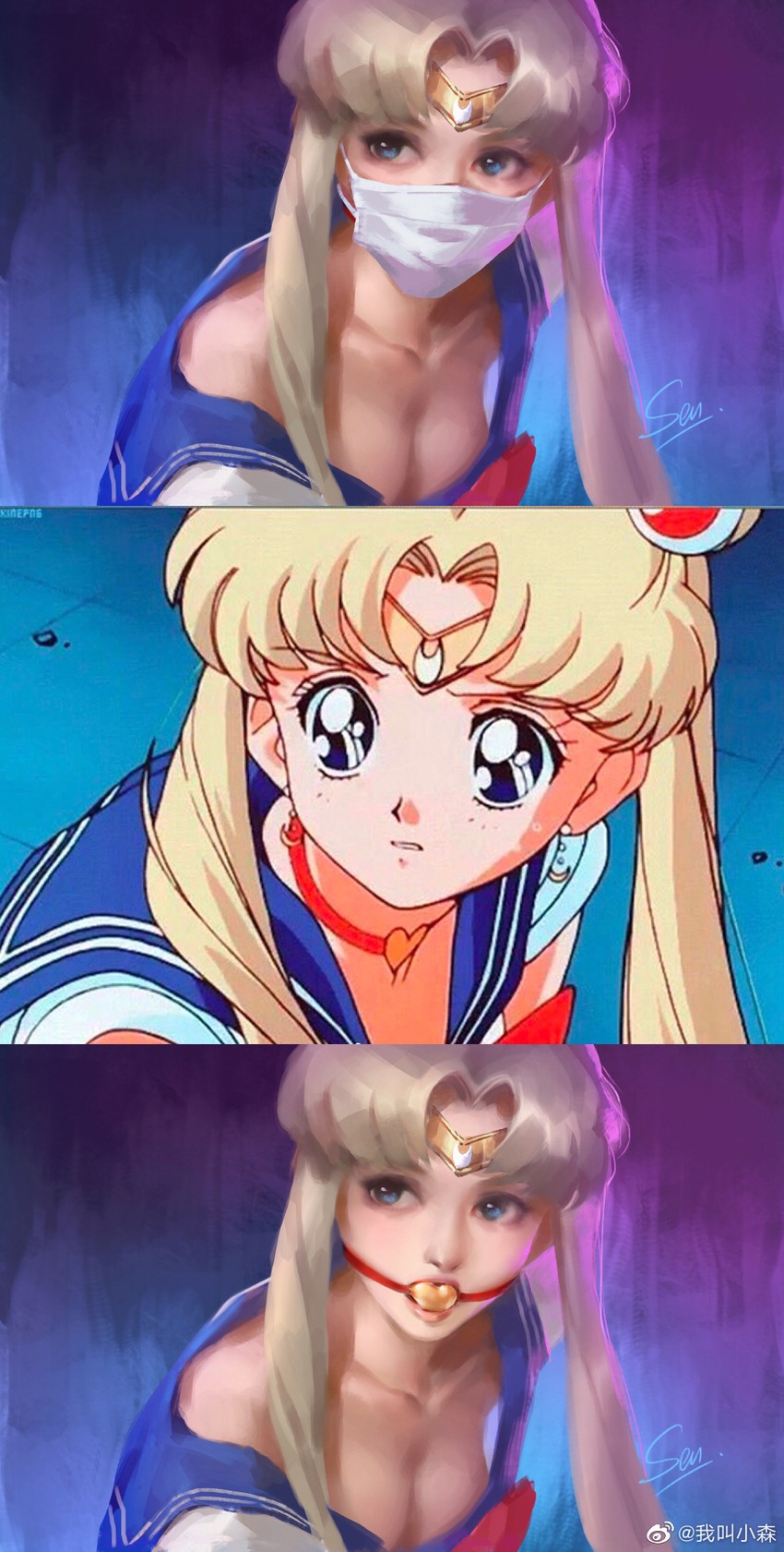 tsukino usagi and sailor moon (bishoujo senshi sailor moon and 1 more) drawn by itou_ikuko and ogai_komori