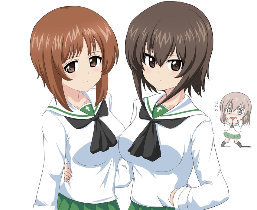 nishizumi miho, nishizumi maho, and itsumi erika (girls und panzer) drawn by aikir_(jml5160)