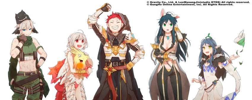sorcerer, warlock, ranger, rune knight, and wanderer (ragnarok online) drawn by moni